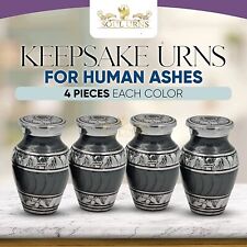 Grey With Silver Bands Small Keepsake Urns for Human Ashes - Set of 4 picture