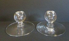 Vtg Pr Paden City CRYSTAL Ball Trance Low Candle Holders Candlestick #1503 Blank picture