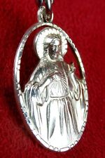 Catholic Carmelite Nun RARE St. Anne Mary & Jesus Sterling Silver Scapular Medal picture