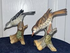 Vintage Lot of 2 Lefton Mockingbird Bird Figurine Gray Brown 5
