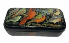 Lacquer jewelry box papier-mache Hand Painted signned Kholui . Fauna of America picture