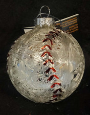 New Robert Stanley Baseball Glass Christmas Tree Silver Ornament Holiday Sports picture