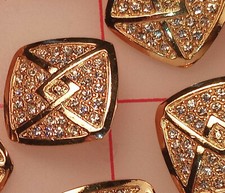 5 Fine Vintage Gold Shank Buttons Squarish Geometric 7/8