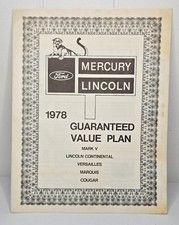 1978 Lincoln Mercury Guaranteed Value Plan Dealer Marquis Mark V Cougar Original picture