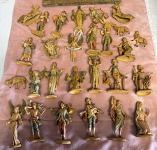 Vintage 28pc DEPOSE ITALY FONTANINI Nativity Set Large Wood Manger spider logo picture