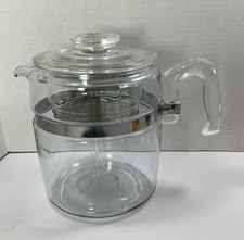 Vintage PYREX Clear Glass 9 Cup Coffee Pot Percolator 7759 6 Pieces Complete Set picture