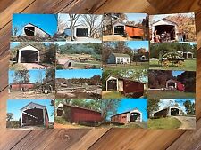 Vintage Lot Of 16 Parke County Indiana Covered Bridge Postcards picture