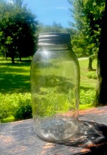 Antique 1910s-20s Drey Perfect Mason 1/2 Gallon Clear Canning Jar Clean Rim picture