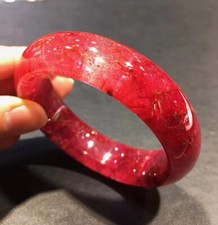 56.5mm Rare Natural Red Hair Rutilated Bracelet carved quartz crystal healing picture