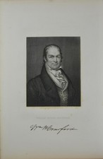 Early US Politian William Crawford Antique Original 1840's Engraving Art picture