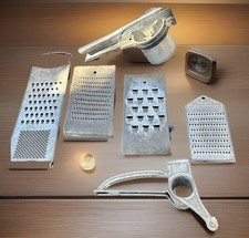 VINTAGE 1920’-1940’S AUTHENTIC CHEESE GRATERS LOT OF 7-WORKING picture