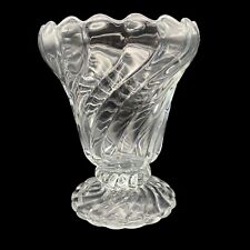 Vintage Fostoria Colony Crystal Heavy Swirl 7” Tall Vase Footed Base Cupped Rim  picture