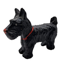 Vintage Black Scotty Dog Scottish Terrier Red Collar Resin Figurine 2 3/4