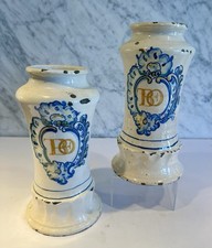 Pair Hand painted Mantle Vases Possibly Italian 9
