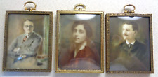 3 x  ORIGINAL FRAMED REVERSE-GLASS PAINTED FRAMED FAMILY PORTRAITS - T E MITTEN picture