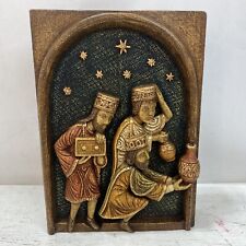 Holyart Three Wise men Bas-relief Autun nativity painted wood, Made in France picture