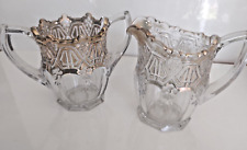 Antique Tiffin Franciscan Athenia Gold EAPG Creamer And Sugar Bowl 1912 US Glass picture