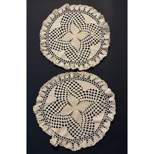 Vintage Handcrafted Crochet Doilies Cream Lace Set of 6 Two Sizes 14in 10in picture