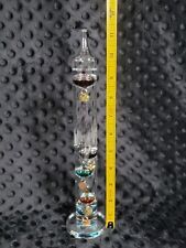 Galileo Glass Thermometer Floating Color Glass Balls Gold Tags over 11” Tall picture