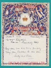 G.P.O. Post Office Greetings Telegram -  Used  1940, Artist Kerry Lee picture