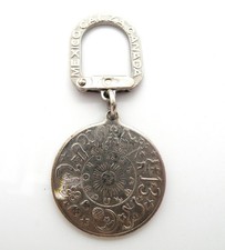 Rare Vintage Mexico Calza Canada Good Luck Silver Tone Horoscope Zodiac Keychain picture