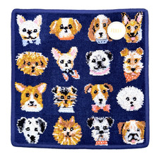 FEILER LOVERARY Doggy Handkerchief Towel Navy Dogs Chenille Japan New picture
